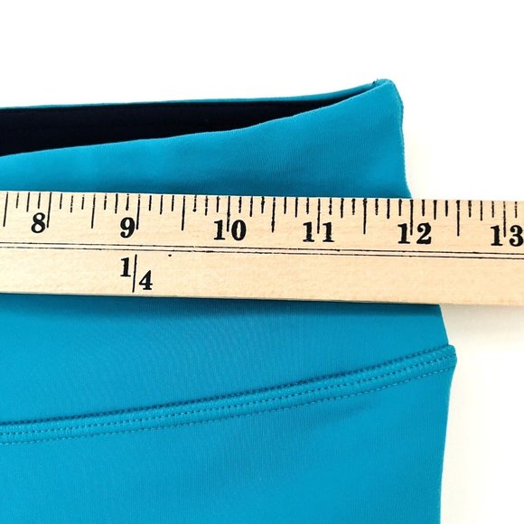 Lululemon Size 4 Crop Leggings Turquoise Blue High Rise Wide Flat Waistband - Picture 3 of 5